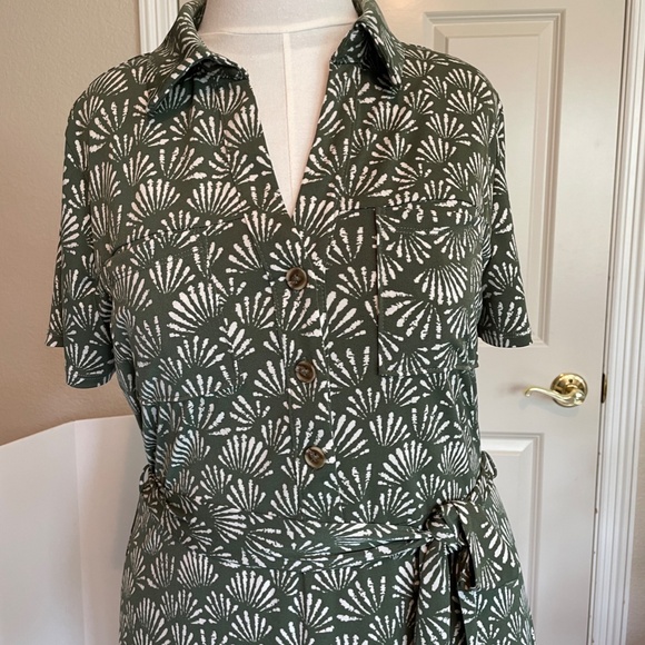 NWT LP Abbi Maxi Shirt Dress by Muse Petite from Short Story Dark Olive / Ecru - Picture 8 of 16